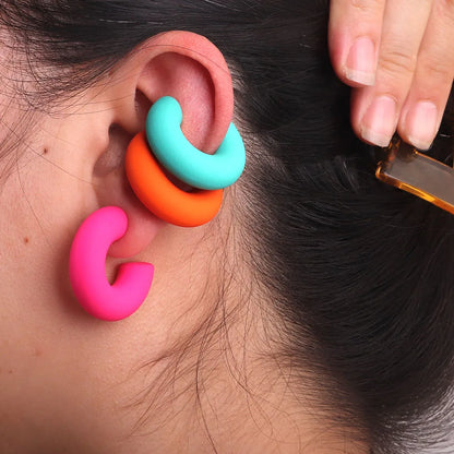 Glacial Glow Ear Adornments: New Korean Acrylic Circle Clips