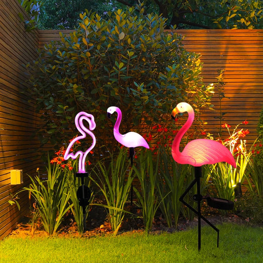 Solar Courtyard Flamingo Lantern: GlintingFlock