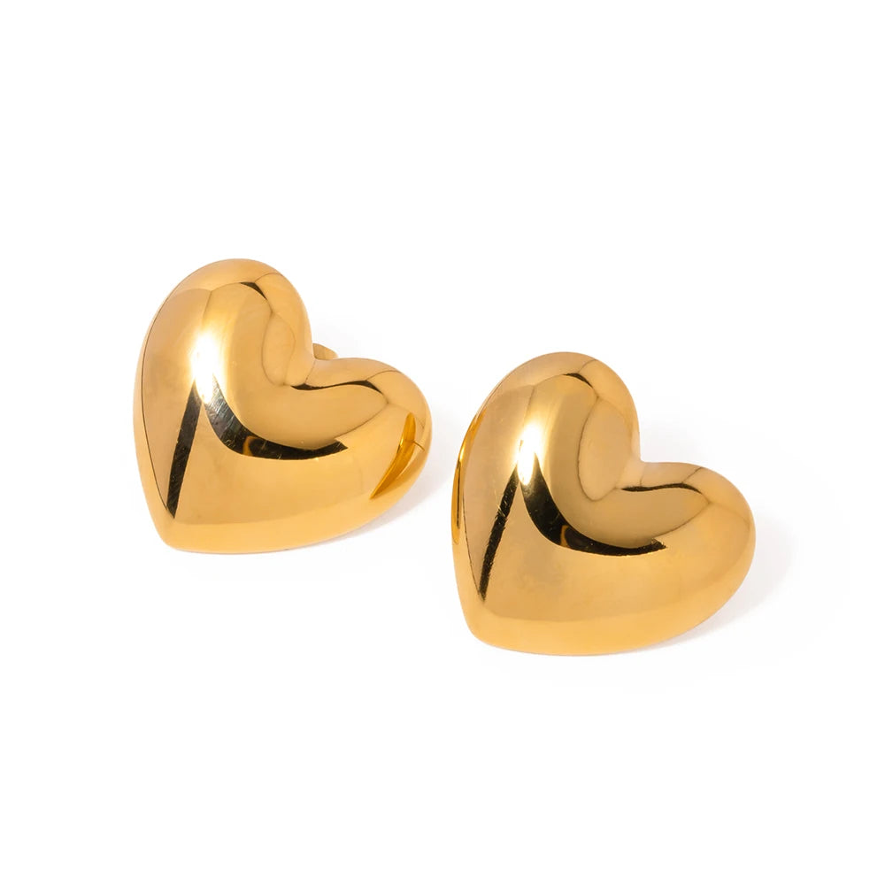 "Eternal Love Glimmers: 18k Gold Heart Adornments"