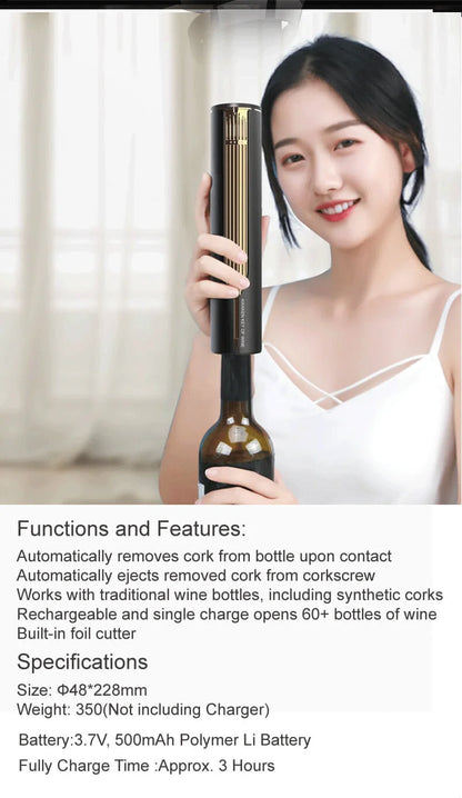 WineWave Auto Corkscrew – Premium Gift Set for Effortless Bottle Opening