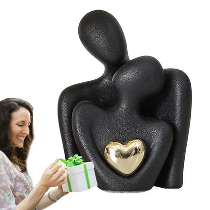 Nordic Embrace – Modern Ceramic Couple Sculpture for Home Decor