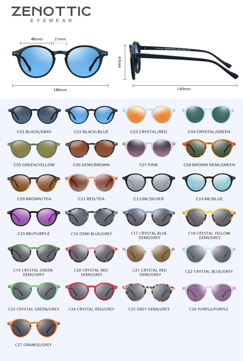 Óculos de sol PolarRetro UV400 Sunglasses