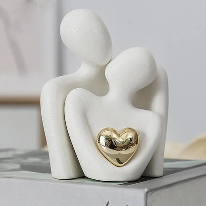 Nordic Embrace – Modern Ceramic Couple Sculpture for Home Decor