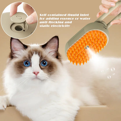 GroomPro 3-in-1 Pet Spa Brush: Steamy Massage & Fur Removal Tool