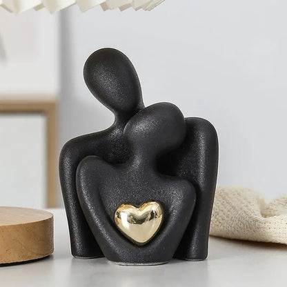 Nordic Embrace – Modern Ceramic Couple Sculpture for Home Decor