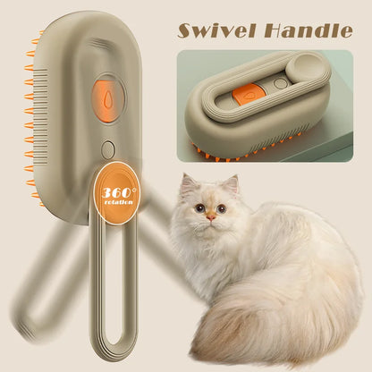 GroomPro 3-in-1 Pet Spa Brush: Steamy Massage & Fur Removal Tool