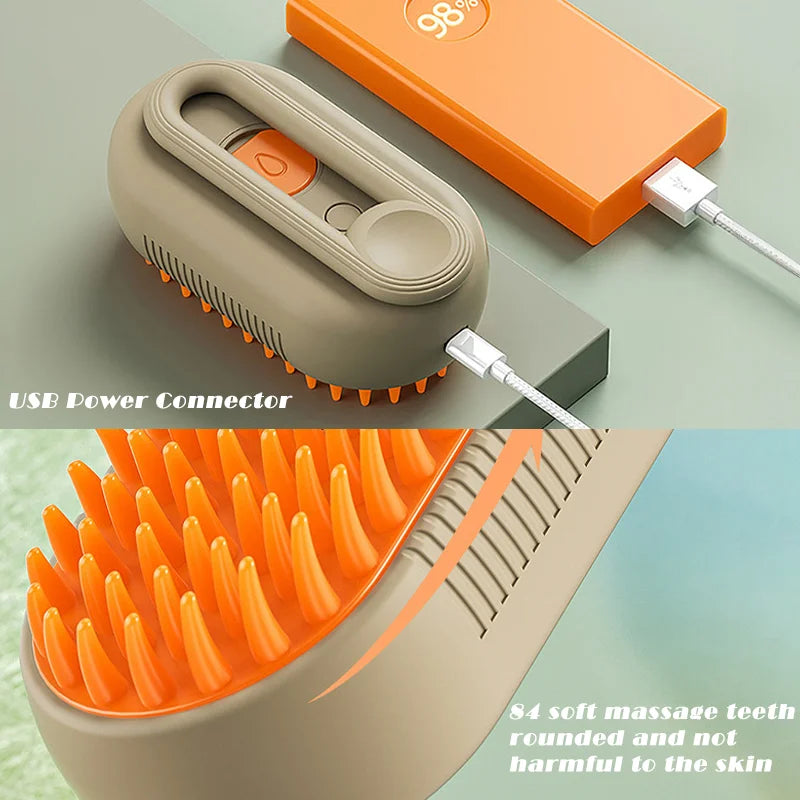 GroomPro 3-in-1 Pet Spa Brush: Steamy Massage & Fur Removal Tool