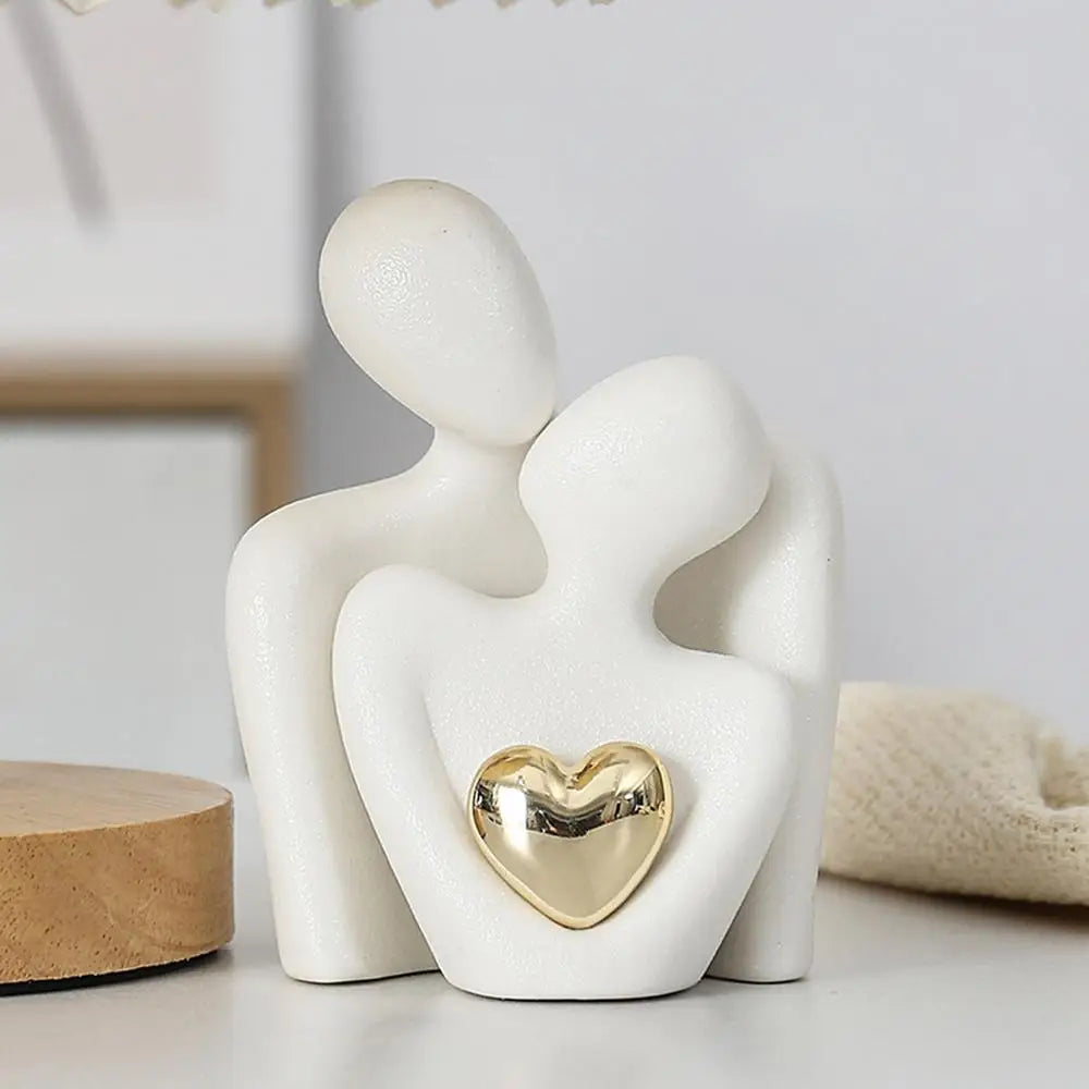 Nordic Embrace – Modern Ceramic Couple Sculpture for Home Decor