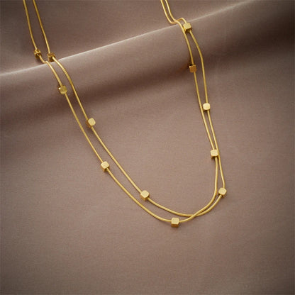 DIEYURO 316L Necklace Duo: CubeLink